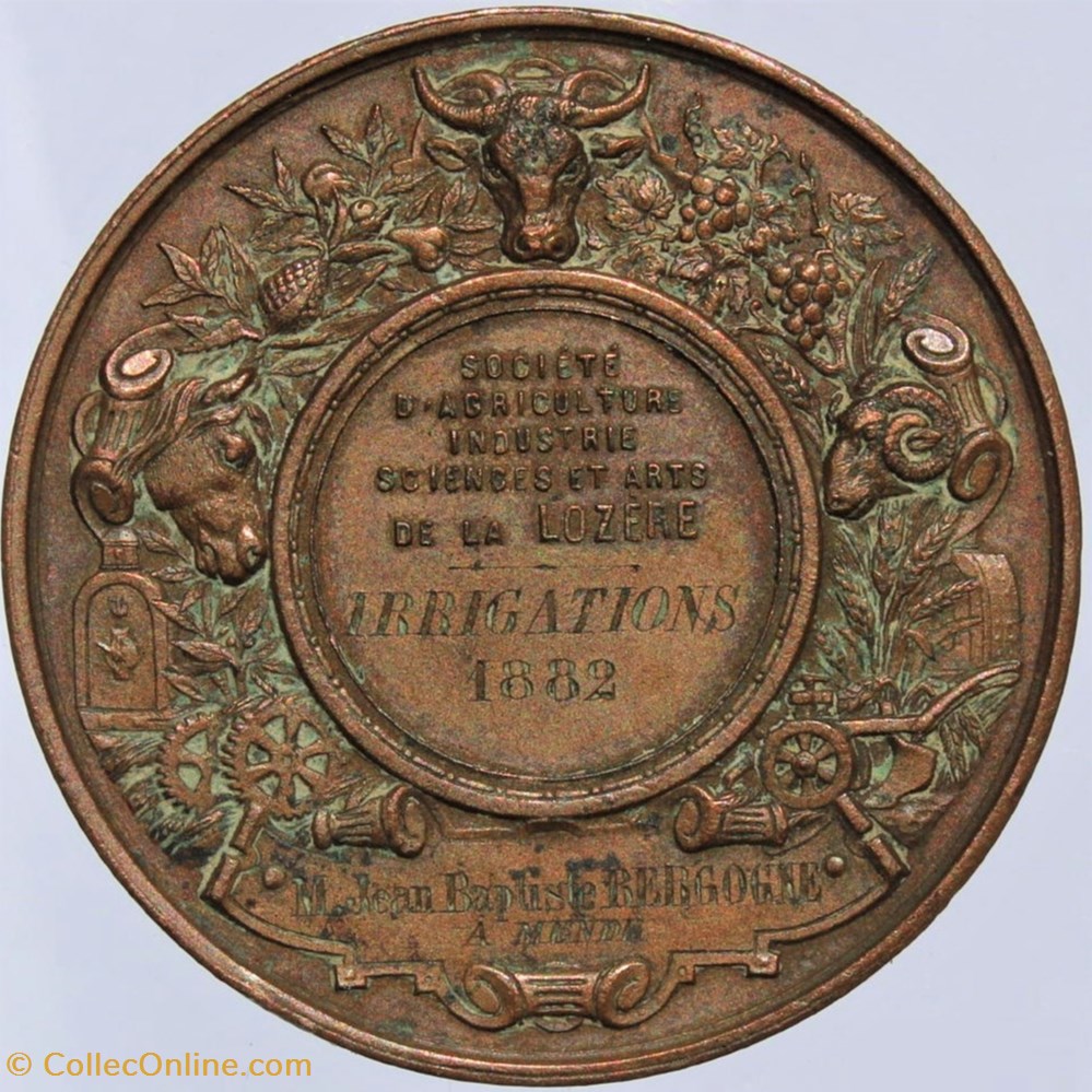 1882 - Irrigations 3 medailles france 1882 irrigations