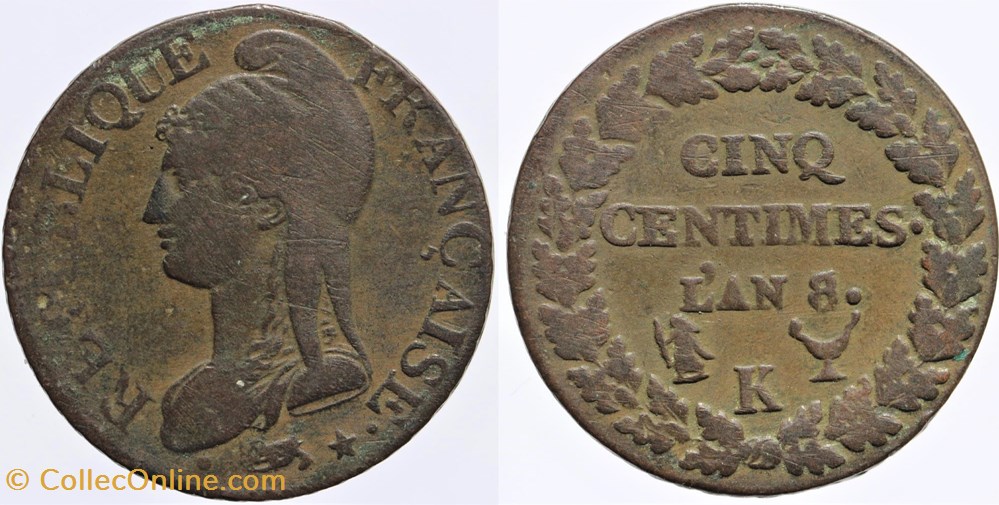 F-115 - Directoire - 5 centimes - AN 8/6 Bordeaux monnaies monde france f 115 directoire 5 centimes an 8 6 bordeaux