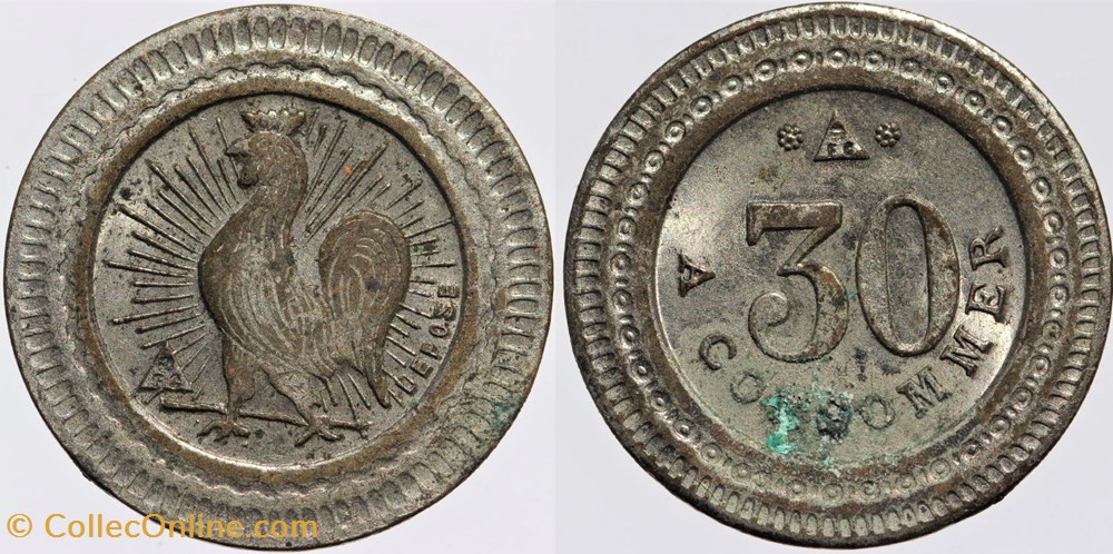 Jeton à consommer - 30 centimes monnaies monde france jeton a consommer 30 centimes