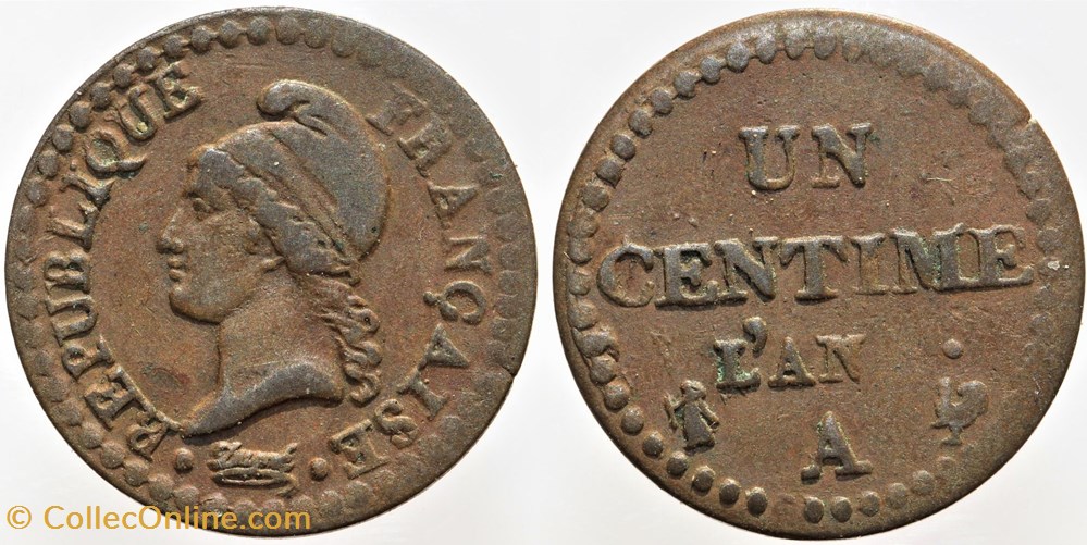 F-100 - Directoire - 1 centime - L'AN A monnaies monde france f 100 directoire 1 centime an a