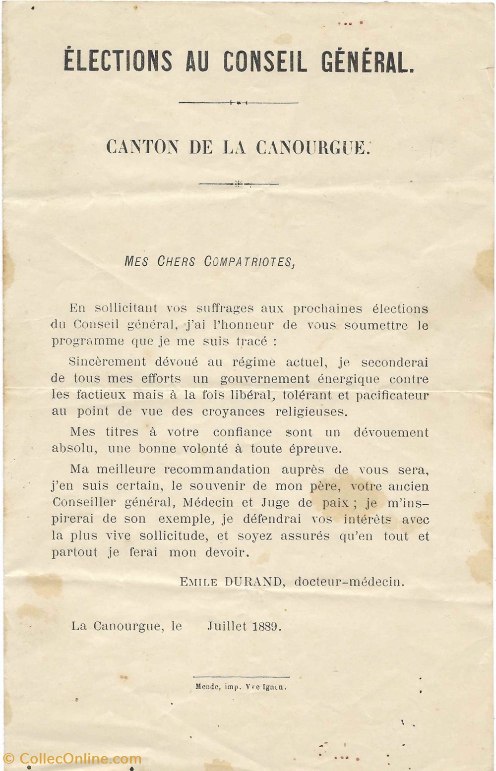 1889 - Elections juillet documents anciens autres 1889 elections juillet