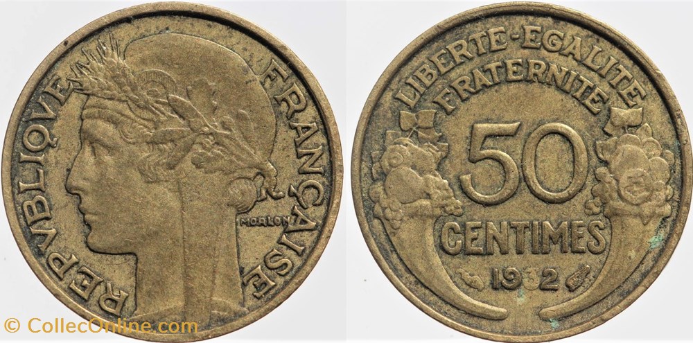 F-192 - Morlon - 50 c. - 1932 coin bouché monnaies monde france f 192 morlon 50 c 1932 coin bouche