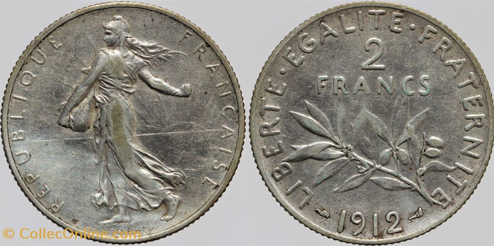 monnaies monde france f 266 roty 2 frs 1912