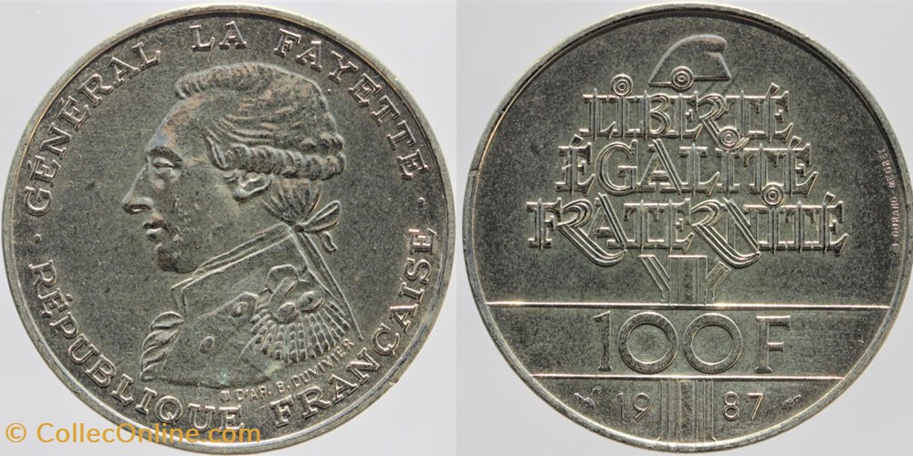 F-455 - La Fayette - 100 fr. - 1987 monnaies monde france f 455 la fayette 100 fr 1987