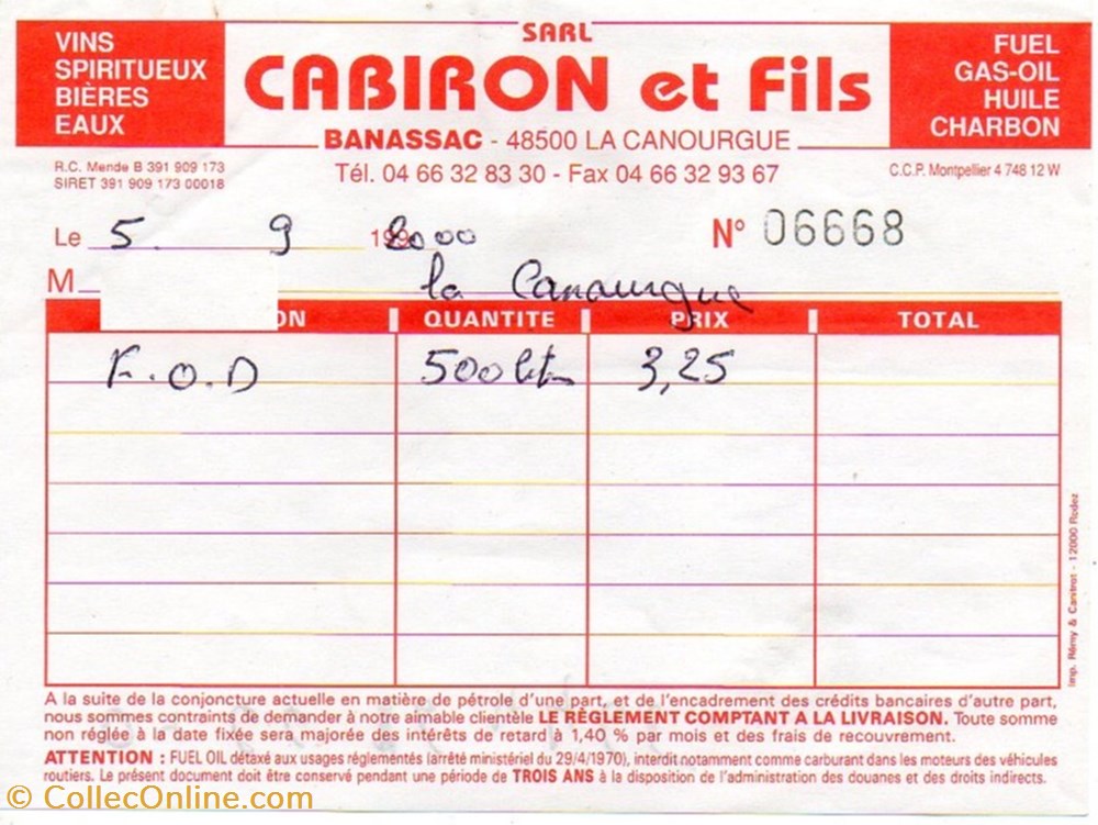 documents anciens factures commerciaux cabiron et fils 2000