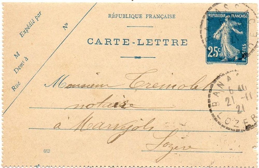 1921 - Cachets type B4 sur carte-lettre documents anciens marques postales europe 1921 cachets type b4 sur carte lettre