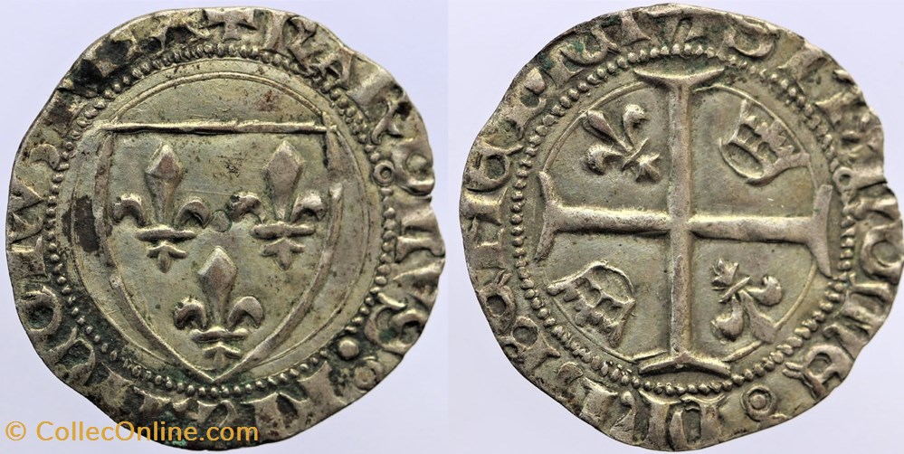 monnaies europe medievale france royales dy 0377d charles vi blanc guenar montpellier