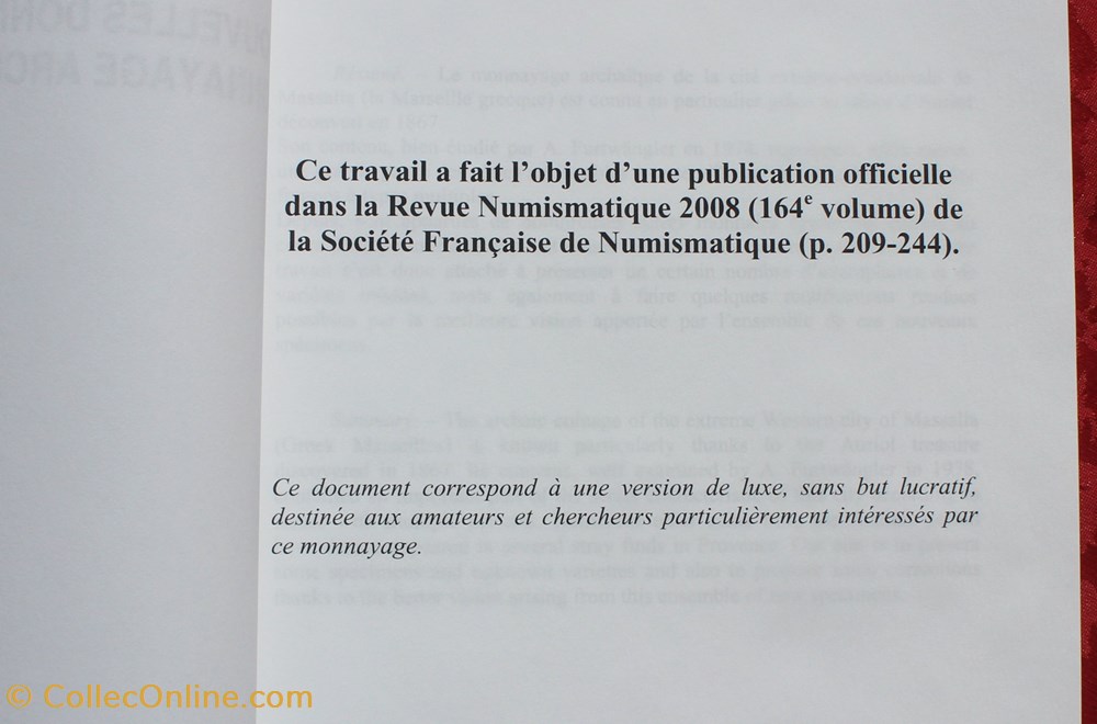 2008 - Monnayage archaïque Massaliète monnaies livres ouvrages 2008 monnayage archaique massaliete