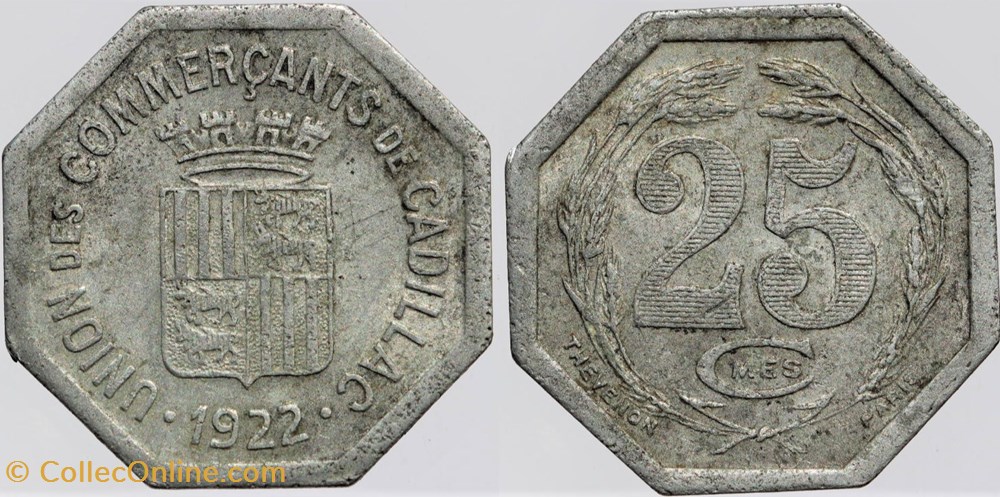 monnaies monde france 33 cadillac 25 centimes