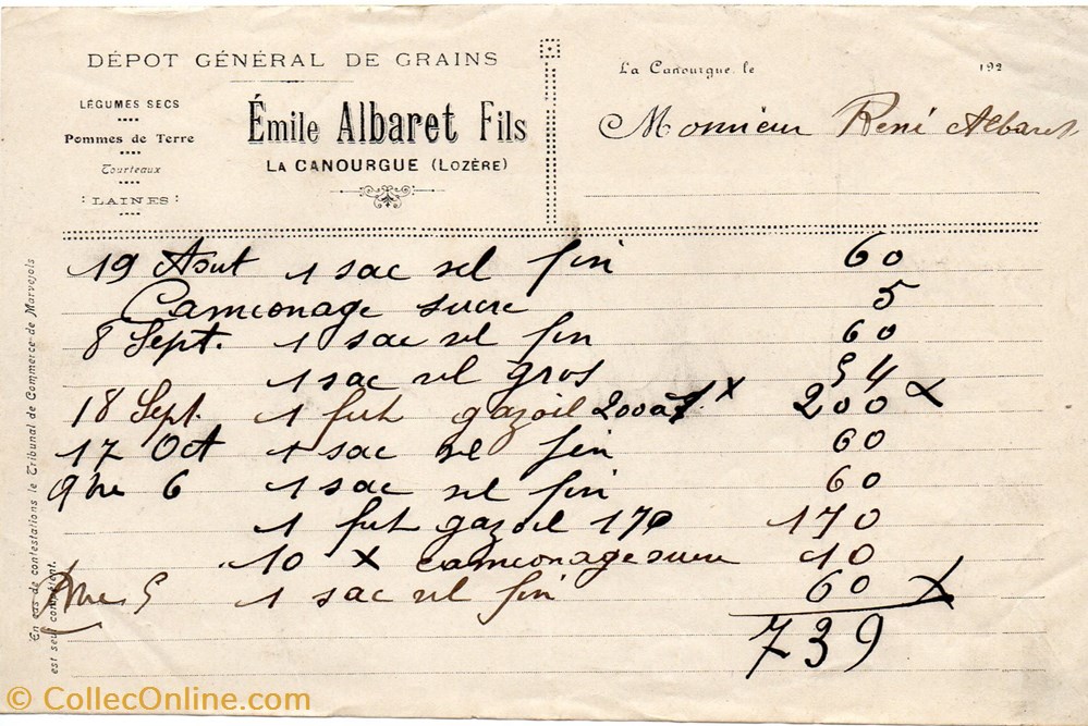 Albaret Emile (192-) documents anciens factures commerciaux albaret emile 192