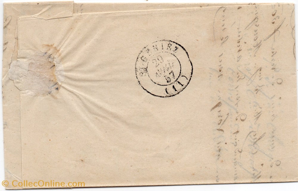 1857 - Cachet type 15 plus P.C. 602 documents anciens marques postales europe 1857 cachet type 15 plus p c 602