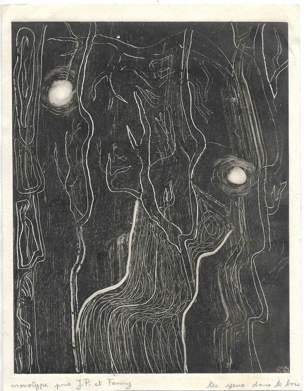 Monotype de Bernard Braeken (non signé, non daté) art antiquites estampes gravures monotype de bernard braeken non signe non date