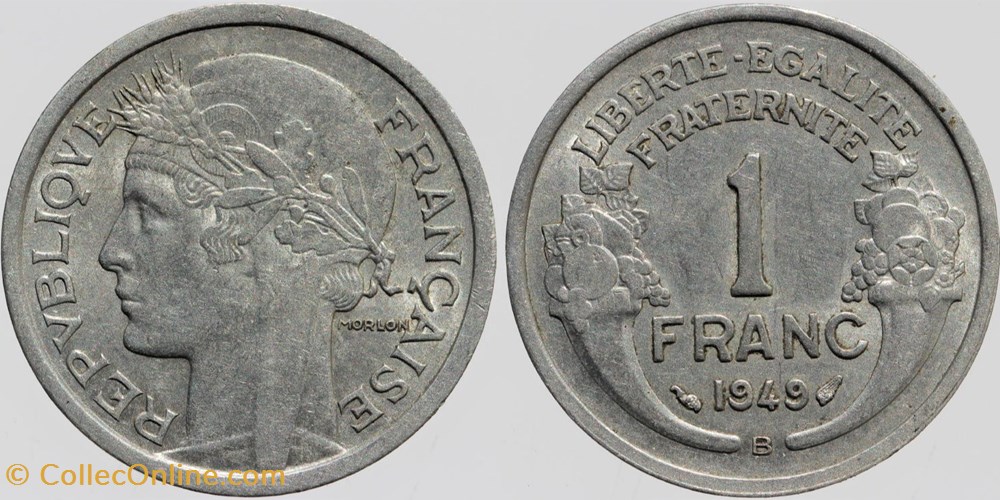 F-221 - Morlon - 1 fr. - 1949 B monnaies monde france f 221 morlon 1 fr 1949 b