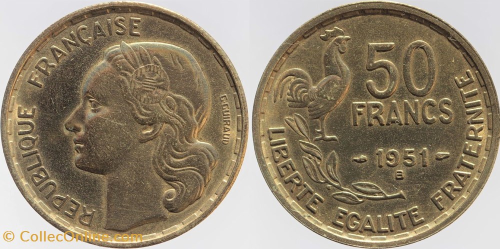 F-425 - Guiraud - 50 fr. - 1951 B monnaies monde france f 425 guiraud 50 fr 1951 b