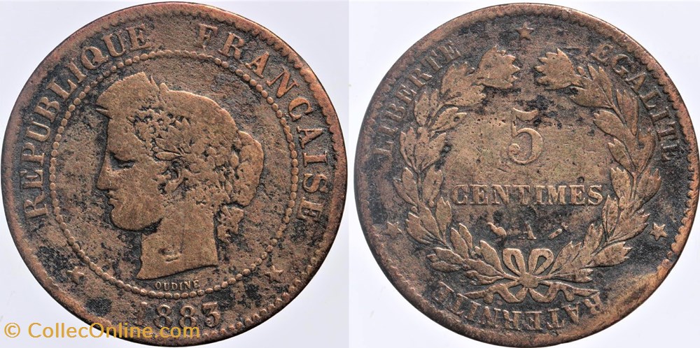 F-118 - Troisième République - Cérès - 5 c. - 1883 A monnaies monde france f 118 troisieme republique ceres 5 c 1883 a