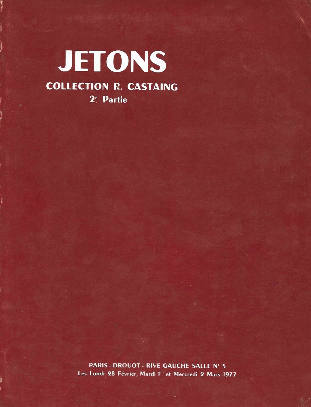1977 - Vente collection Castaing II monnaies livres ouvrages 1977 vente collection castaing ii