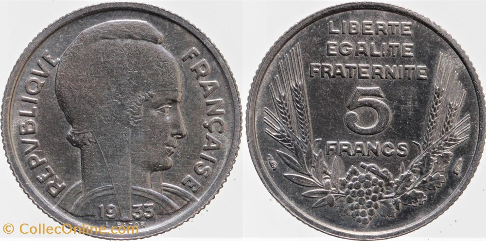 F-335 - Bazor - 5 fr. - 1933 monnaies monde france f 335 bazor 5 fr 1933