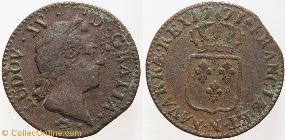 Dy 1699 - Louis XV - Sol - 1771, Montpellier monnaies europe medievale a france royales dy 1699 louis xv sol 1771 montpellier