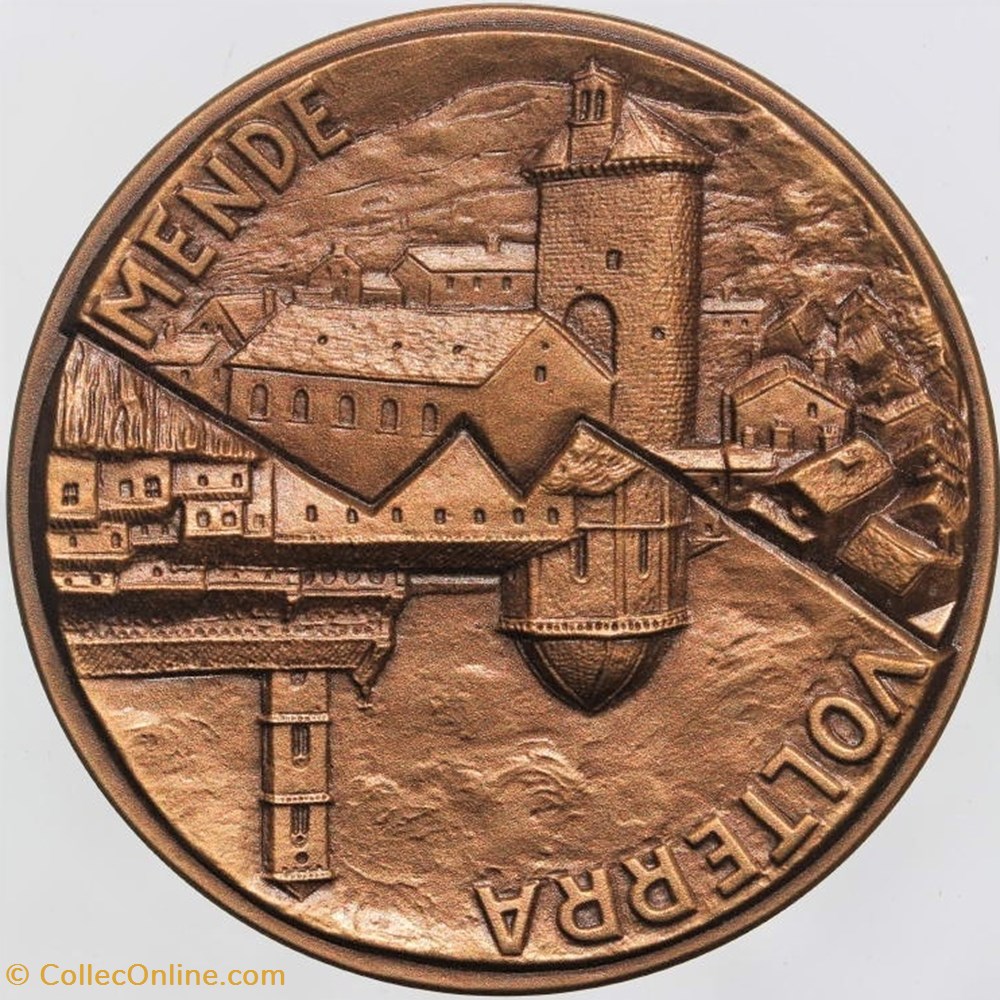 1993 - Jumelage Mende-Volerra 2 medailles france 1993 jumelage mende volerra