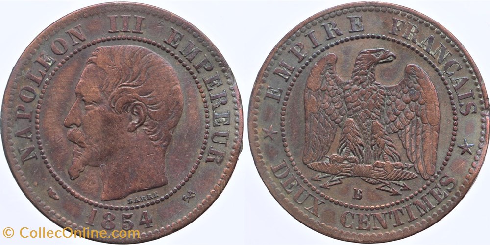 F-107 - Second Empire - 2 centimes - 1854 B monnaies monde france f 107 second empire 2 centimes 1854 b