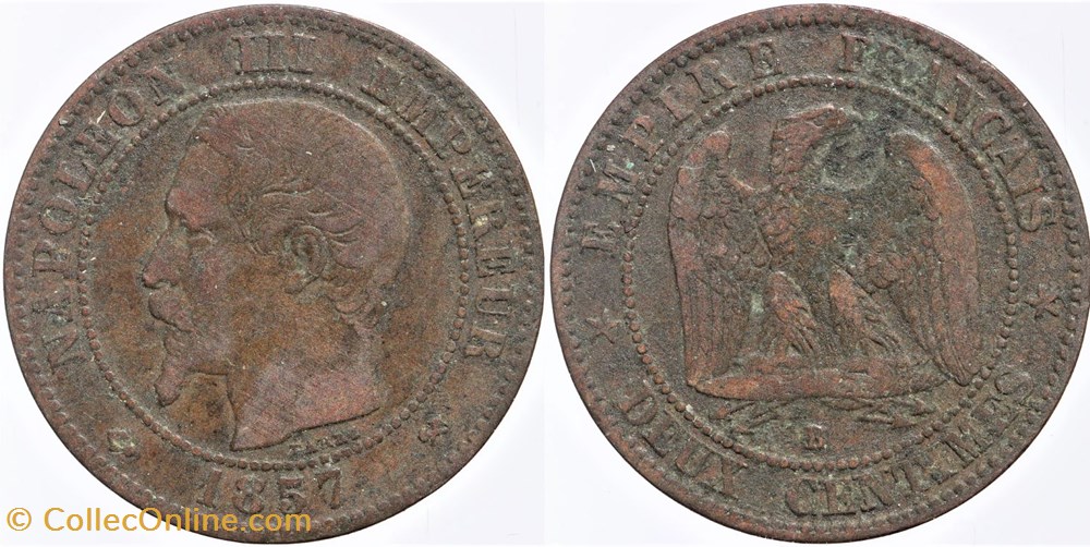 F-107 - Second Empire - 2 centimes - 1857 B monnaies monde france f 107 second empire 2 centimes 1857 b