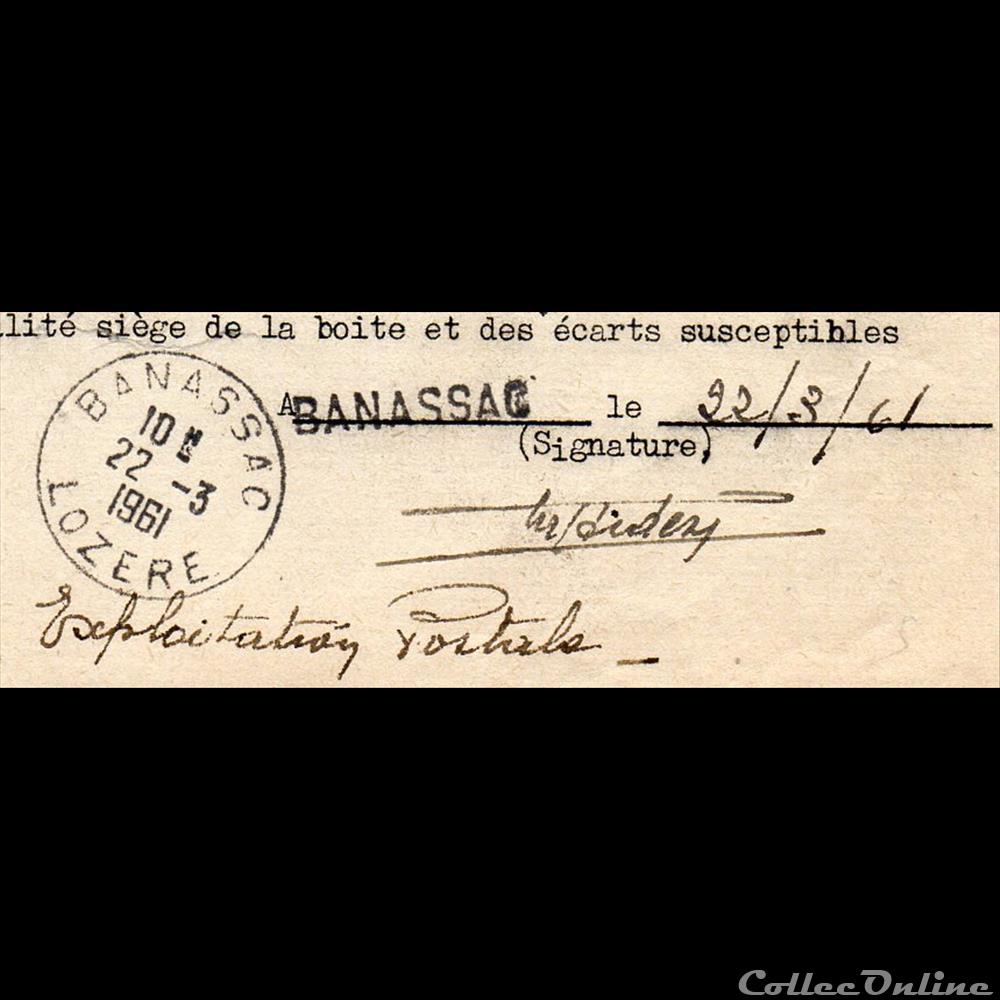 1961 - Cachets type A7 sur document marque postale europe france 1961 cachets type a7 sur document