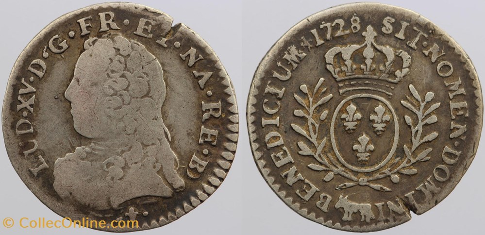 monnaies europe medievale france royales dy 1679 louis xv 1 20 ecu 1728 pau