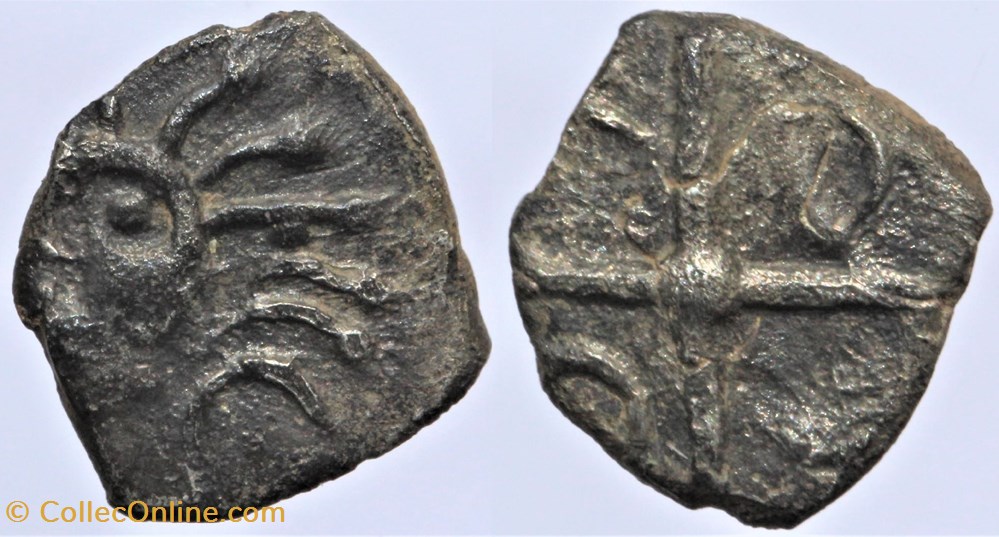 monnaies antiques av jc ap celtes nitiobroges obole a la tete keupon