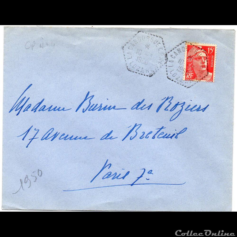 1950 - Cachets type G6 marque postale europe france 1950 cachets type g6
