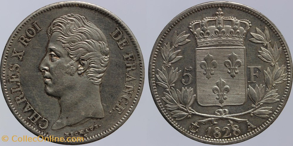 F-311 - Charles X - 5 francs - 1828 Paris monnaies monde france f 311 charles x 5 francs 1828 paris