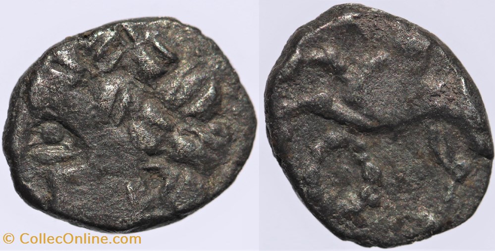 Arvernes - Obole au cercle perlé monnaies antiques av jc ap celtes arvernes obole au cercle perle