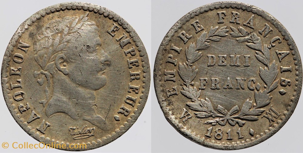 F-178 - Premier Empire - Demi franc, 1811 Marseille monnaies monde france f 178 premier empire demi franc 1811 marseille