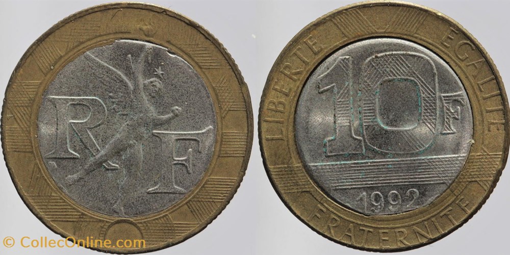 F-375 - Génie - 10 fr. - 1992 fausse monnaies monde france f 375 genie 10 fr 1992 fausse