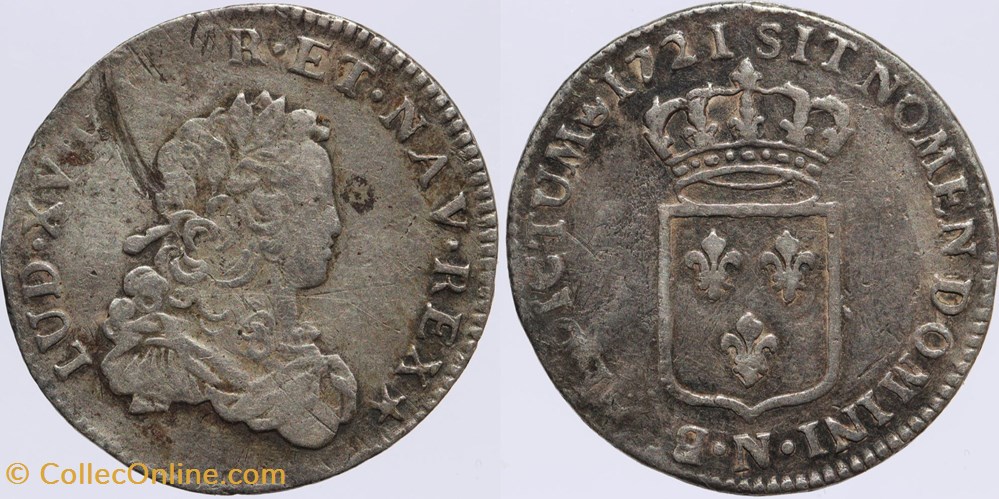 monnaies europe medievale a france royales dy 1667 louis xv 1 3 ecu 1721 montpellier