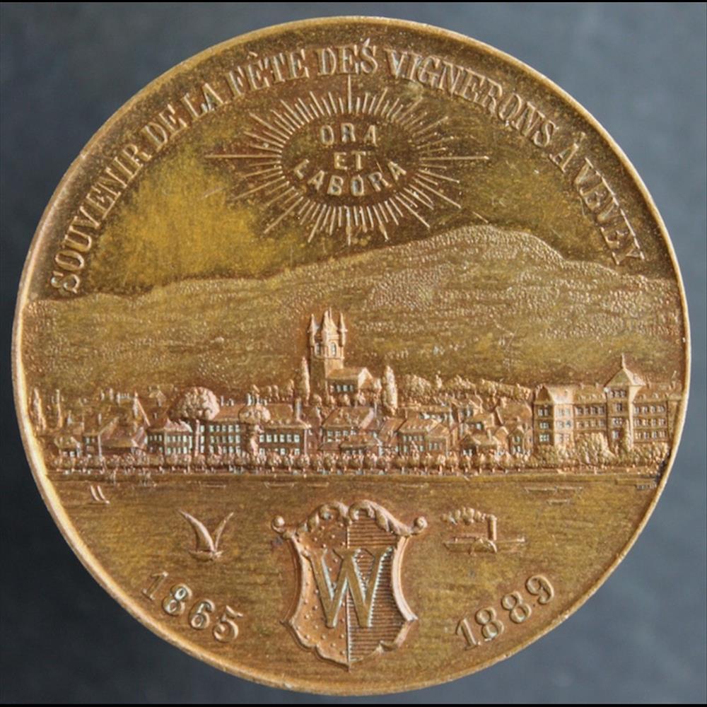 Souvenir de la Fête des Vignerons, Vevey (1889) medaille suisse souvenir de la fete des vignerons vevey 1889