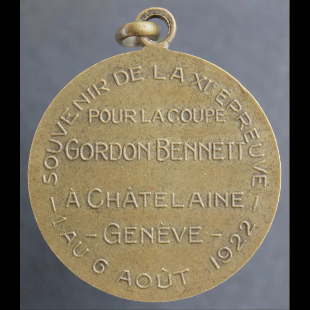 Coupe Gordon Bennett Genève (1922) medaille suisse coupe gordon bennett geneve 1922