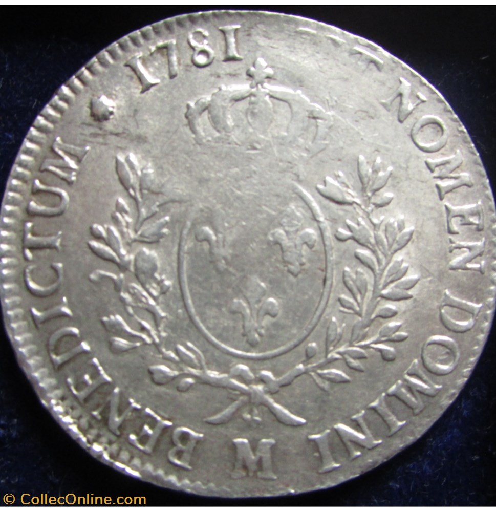Ecu Louis XVI 1781 M Toulouse monnaie france a royale ecu louis xvi 1781 m toulouse