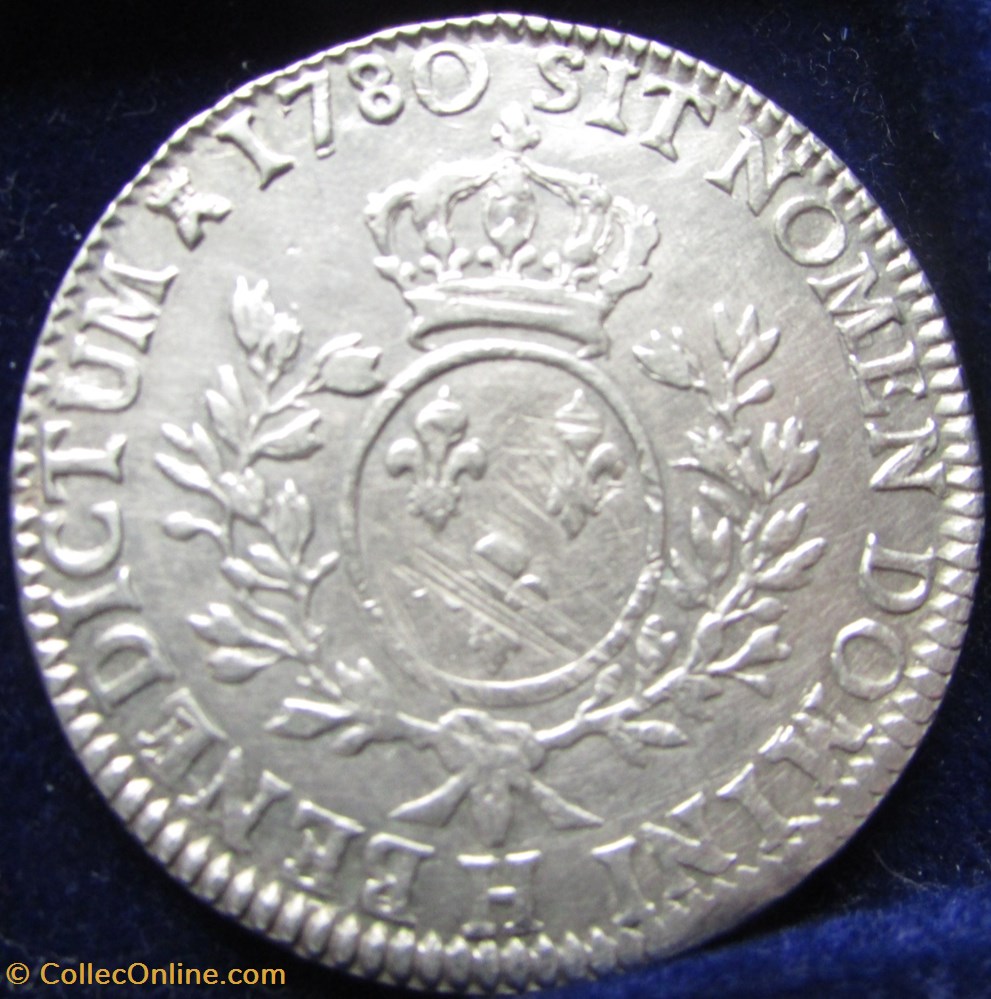 Ecu Louis XVI 1780 H La Rochelle monnaie france royale ecu louis xvi 1780 h la rochelle