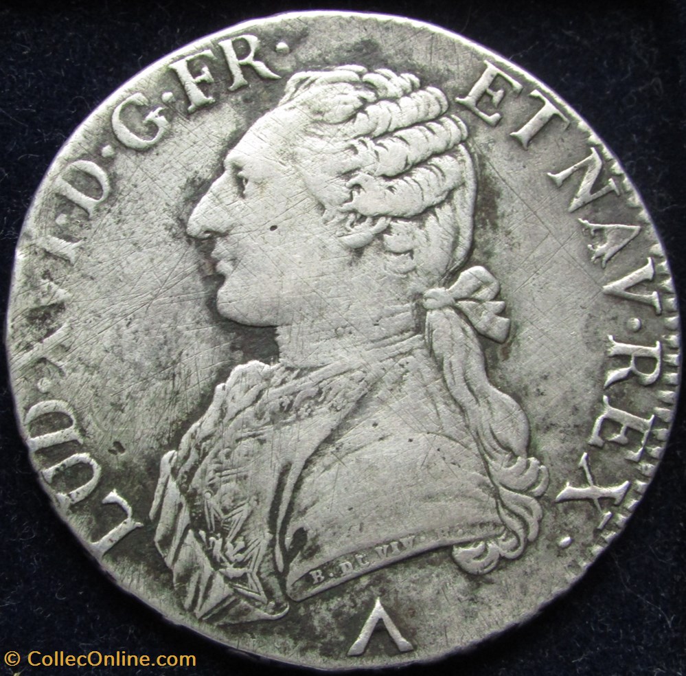Ecu Louis XVI 1775 W Lille - Différent Demi-lys monnaie france a royale ecu louis xvi 1775 w lille different demi lys