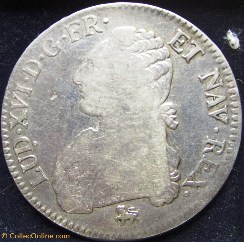 Ecu Louis XVI 1791 A Paris - 2ème semestre - Différent léopard - A pointé monnaie france royale ecu louis xvi 1791 a paris 2eme semestre different leopard a pointe