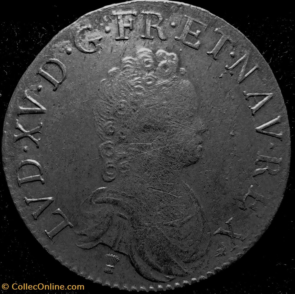 Louis XV - Ecu Vertugadin - 1716 - Rennes monnaies france royales louis xv ecu vertugadin 1716 rennes
