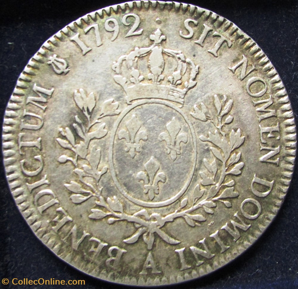 Ecu Louis XVI 1792 A Paris monnaie france moderne ecu louis xvi 1792 a paris