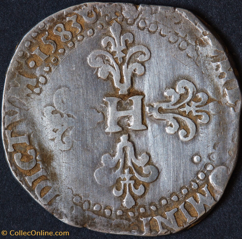 Henri III - 1/2 Franc au col plat - 1583 - Limoges monnaies france royales henri iii 1 2 franc au col plat 1583 limoges