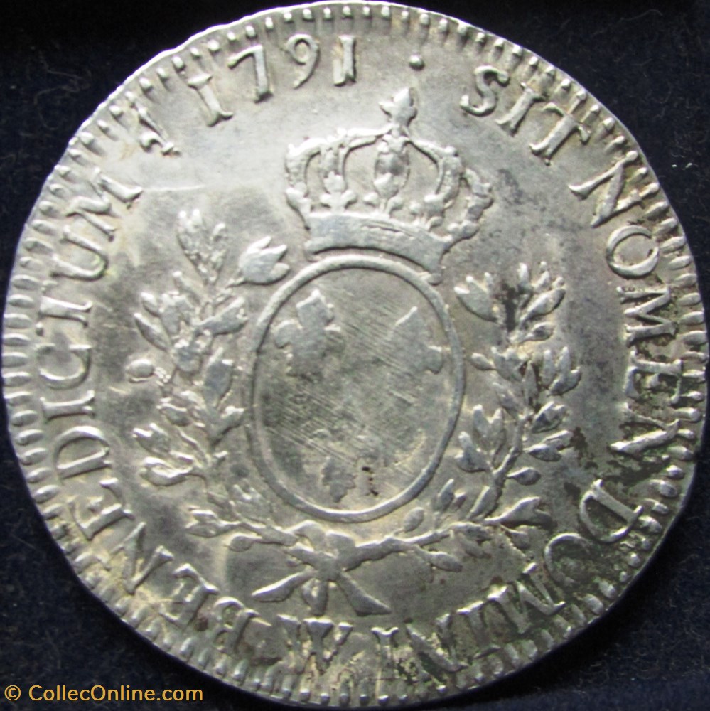 Ecu Louis XVI 1791 W Lille monnaie france a royale ecu louis xvi 1791 w lille