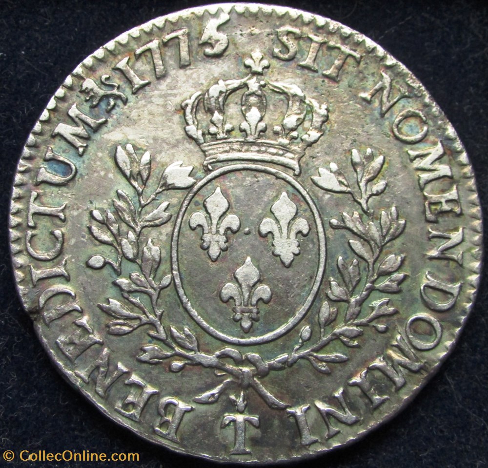 Ecu Louis XVI 1775 T Nantes monnaie france royale ecu louis xvi 1775 t nantes