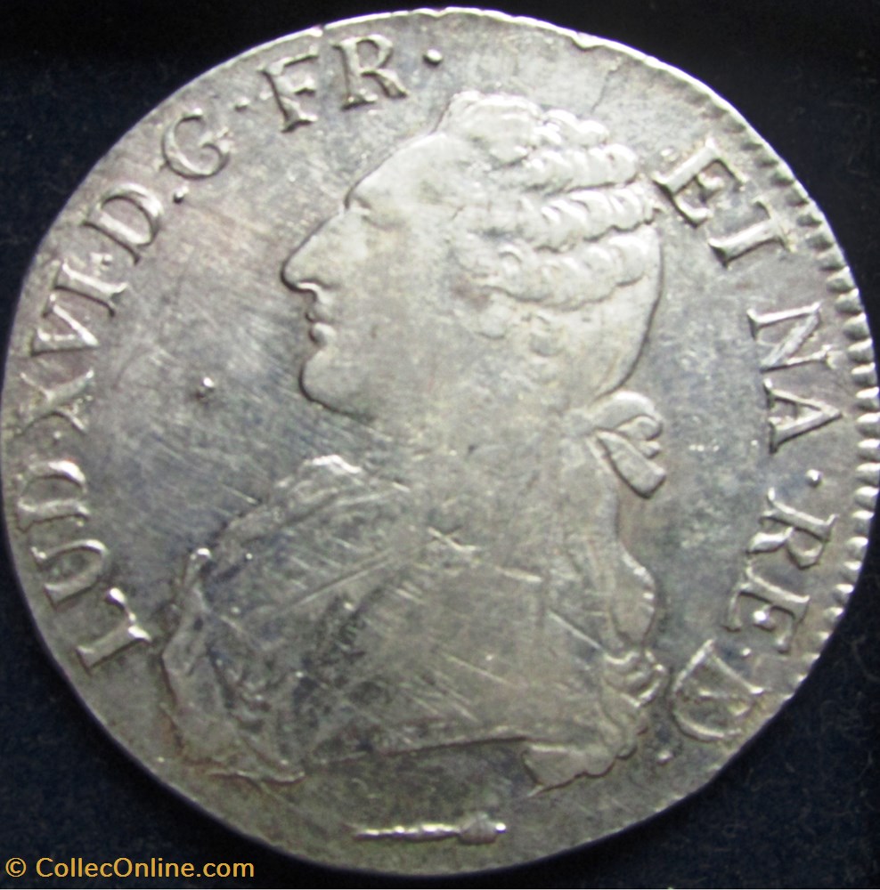 Ecu Louis XVI 1786 Vachette Pau monnaie france royale ecu louis xvi 1786 vachette pau