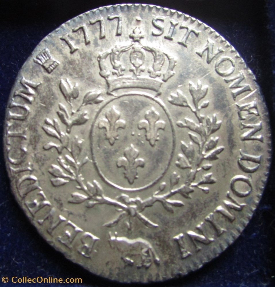 Ecu Louis XVI 1777 Vachette Pau - Différent main de justice monnaie france royale ecu louis xvi 1777 vachette pau different main de justice