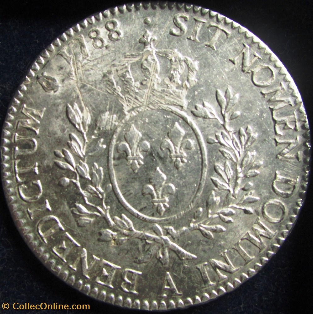 Ecu Louis XVI 1788 A Paris - 2ème semestre monnaie france royale ecu louis xvi 1788 a paris 2eme semestre