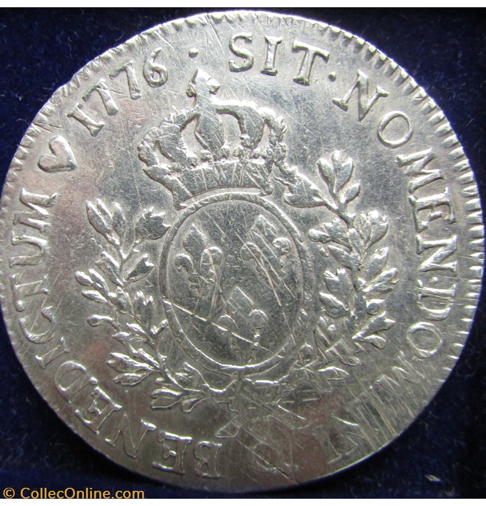 Ecu Louis XVI 1776 Q Perpignan monnaie france royale ecu louis xvi 1776 q perpignan