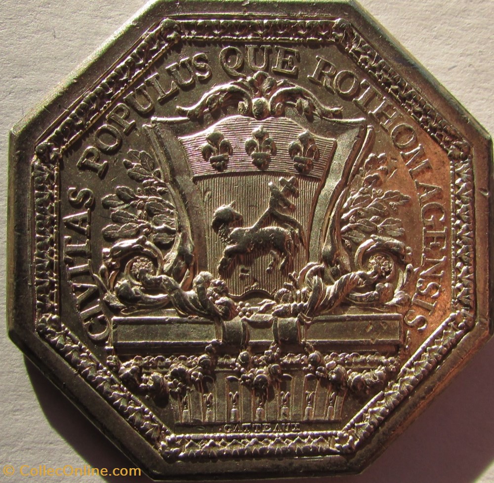 Jeton Louis XVI - GP708C - Ville de Rouen monnaie mereaux jeton louis xvi gp708c ville de rouen
